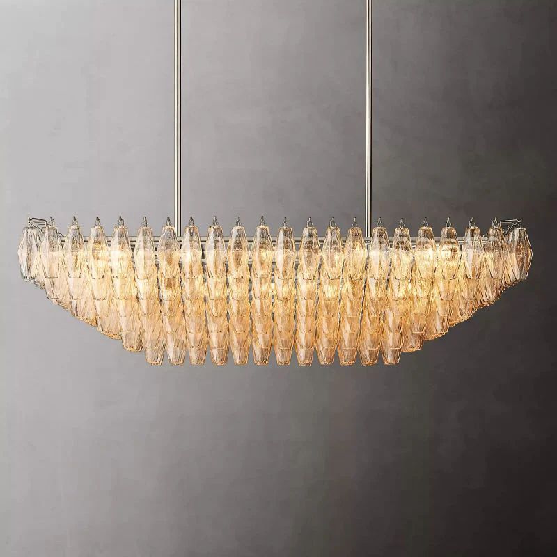 Chiara Murano Glass Tiered Rectangular Chandelier 54"