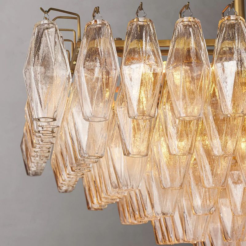Chiara Murano Glass Tiered Rectangular Chandelier 54"