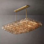 Chiara Murano Glass Tiered Rectangular Chandelier 54"
