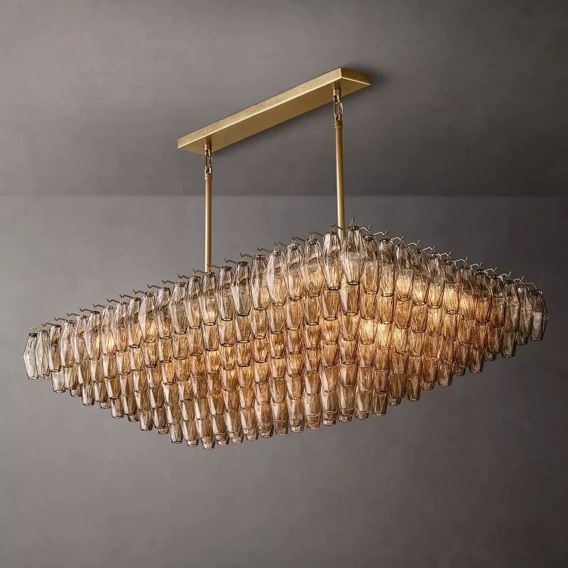 Chiara Murano Glass Tiered Rectangular Chandelier 54"