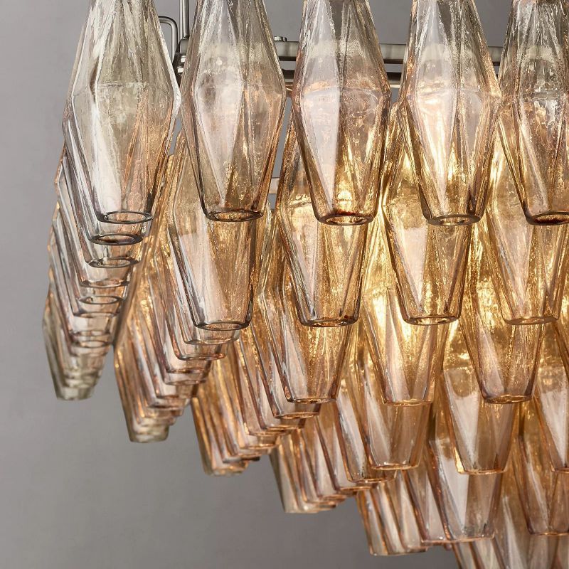 Chiara Murano Glass Tiered Rectangular Chandelier 54"