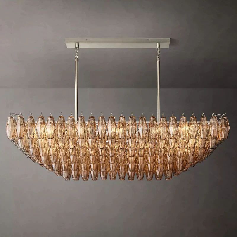 Chiara Murano Glass Tiered Rectangular Chandelier 54"