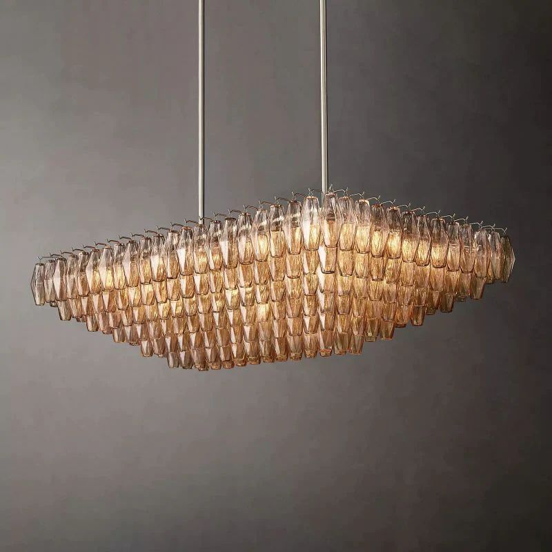 Chiara Murano Glass Tiered Rectangular Chandelier 54"