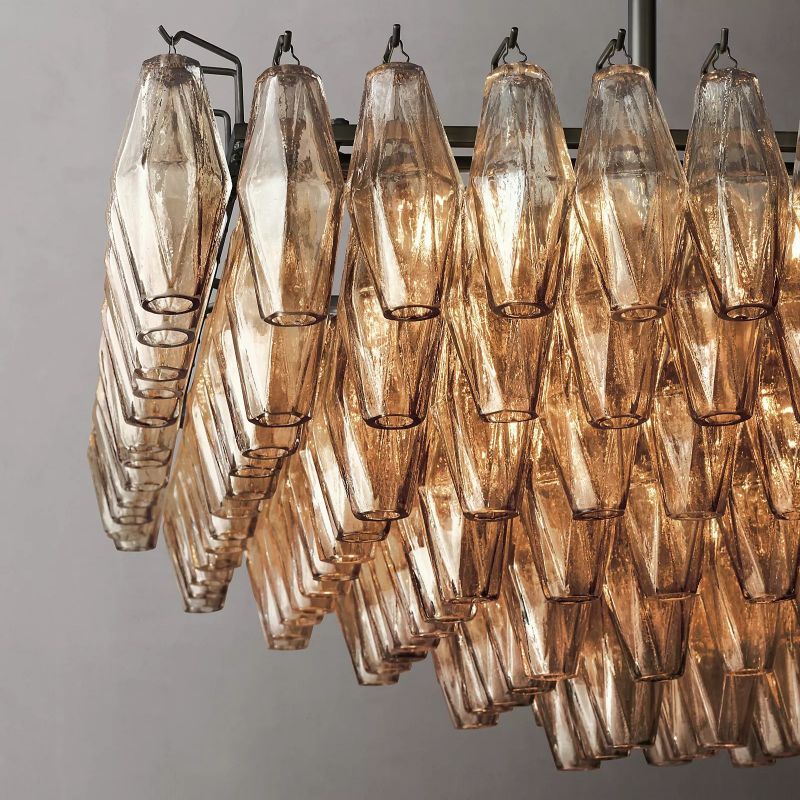 Chiara Murano Glass Tiered Rectangular Chandelier 54"