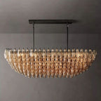 Chiara Murano Glass Tiered Rectangular Chandelier 54"