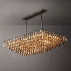 Chiara Murano Glass Tiered Rectangular Chandelier 54"