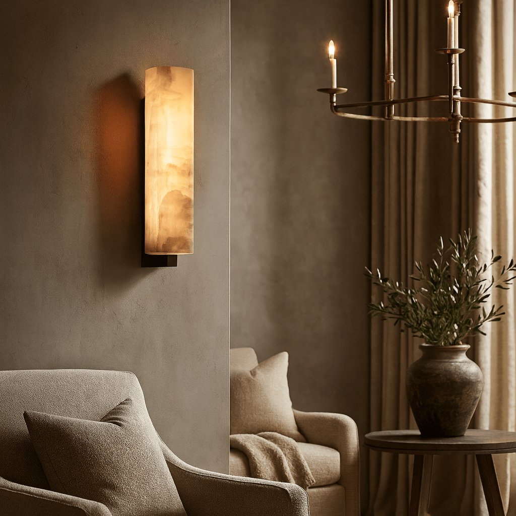 Alton marble wall sconce mounted on a wall