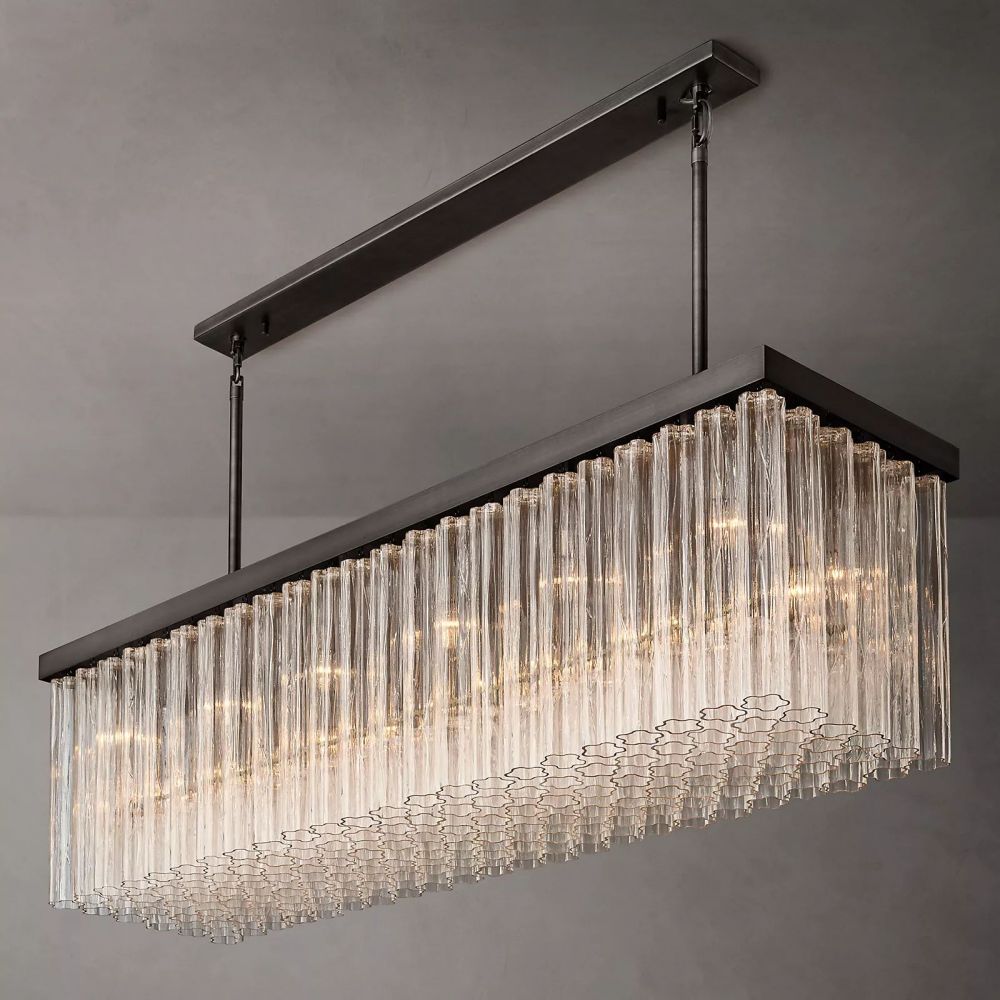 Cielo Lustred Glass Rectangle Chandelier 54"
