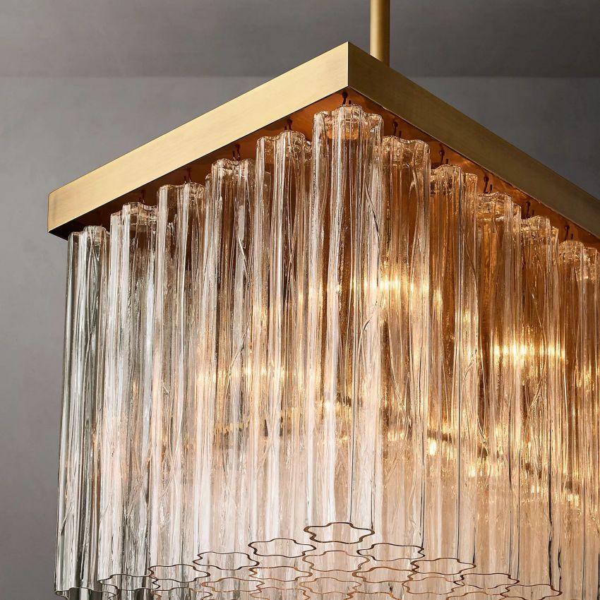 Cielo Lustred Glass Rectangle Chandelier 54"
