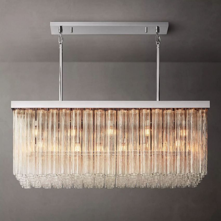 Cielo Lustred Glass Rectangle Chandelier 54"