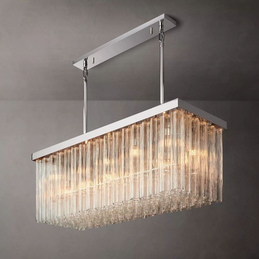 Cielo Lustred Glass Rectangle Chandelier 73"
