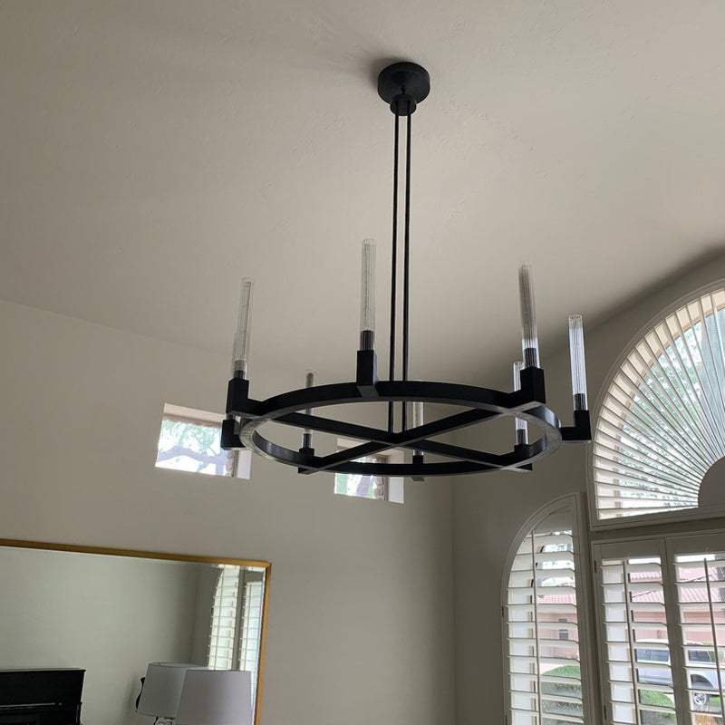 Cannele Ribbed Glass Round Chandelier 36"
