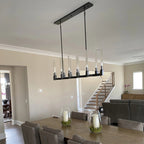 Cannele Ribbed Glass Linear Chandelier 67"