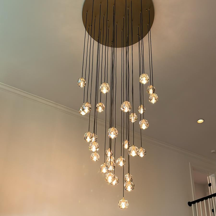 Boule De Radiant Crystal Cluster Chandelier 30"