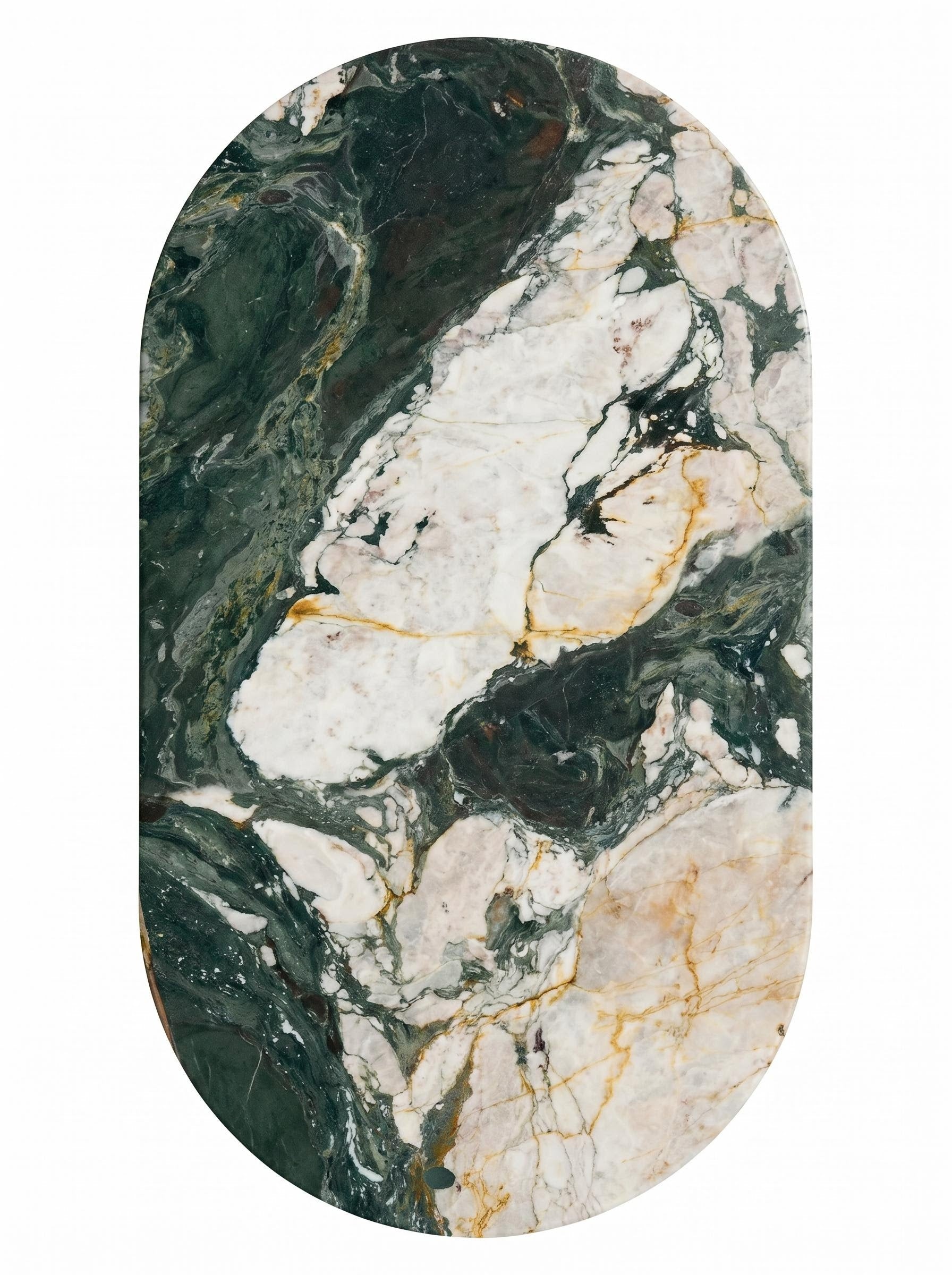 Sculptural Les Quatre Saisons Natural Marble Oval Dining Table with Architectural D Base