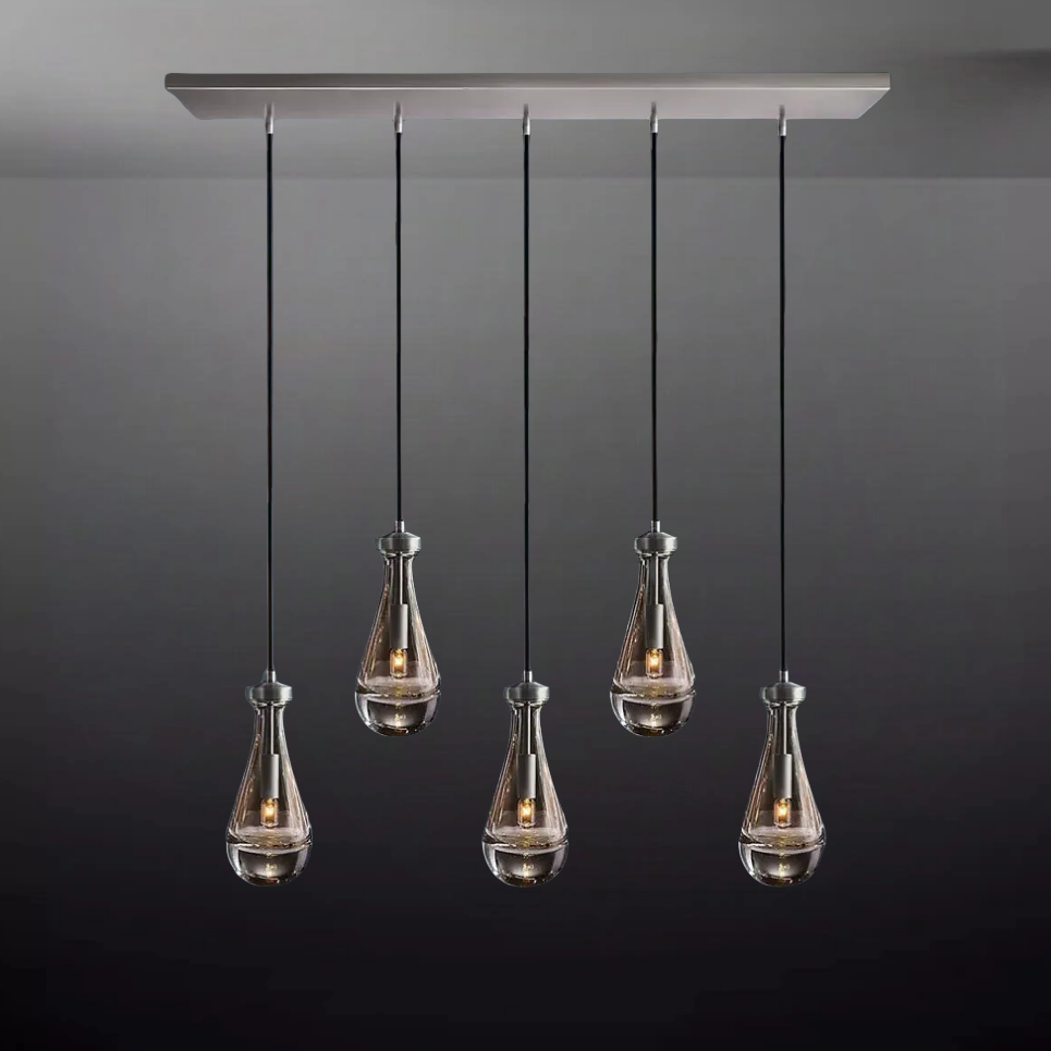 Rain Aura Glass Rectangular Chandelier 36"