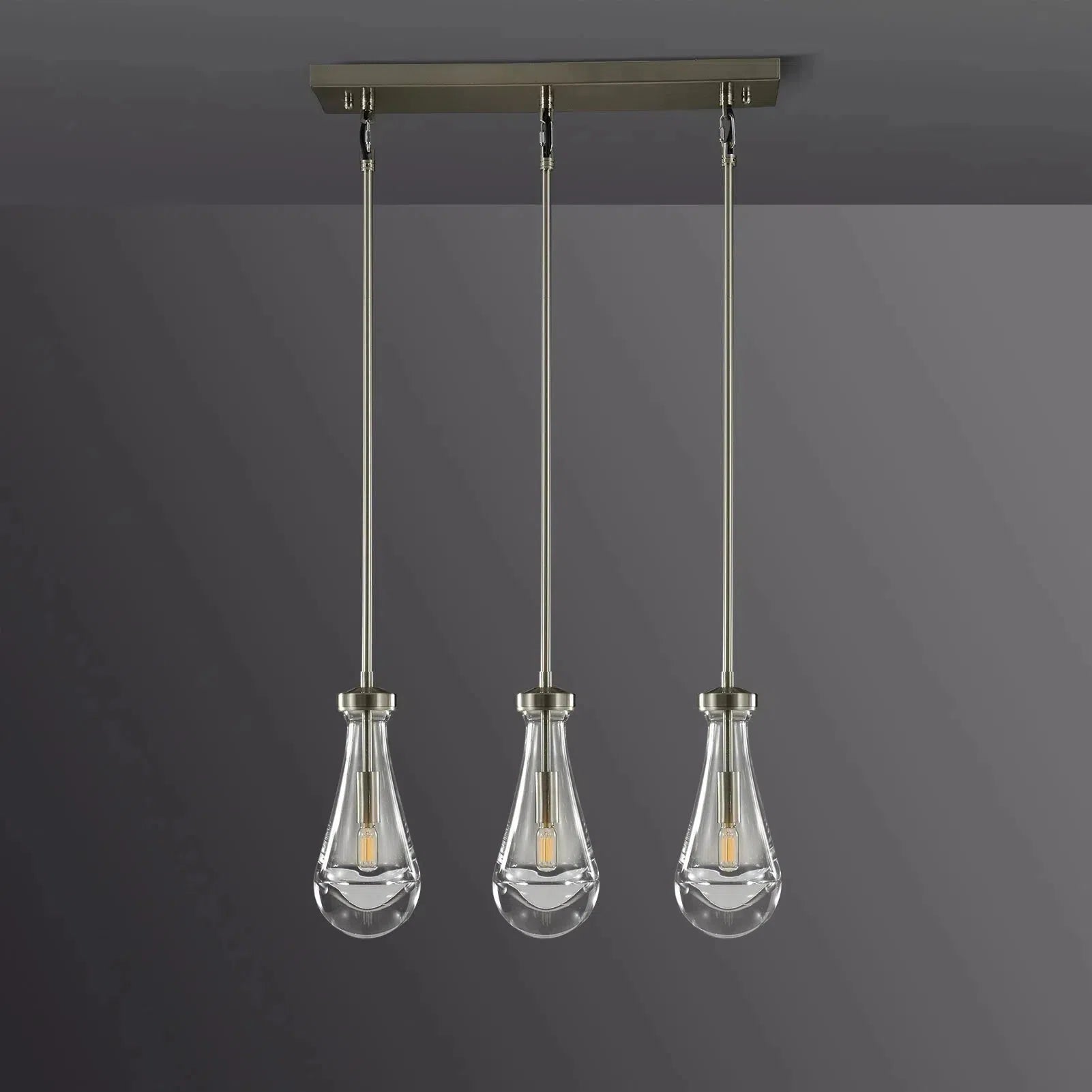 Rain Aura Glass Rectangular Chandelier 22"
