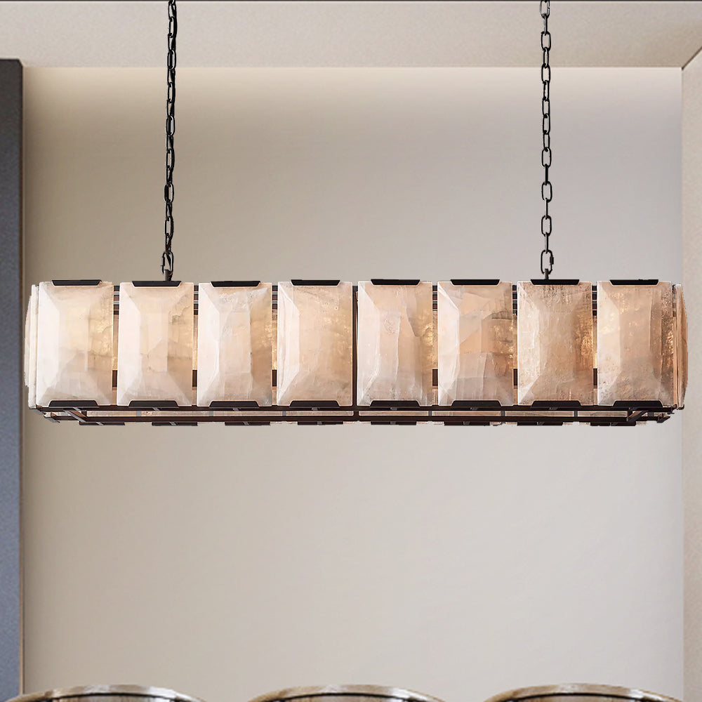 Harlow Faceted Calcite Rectangle Chandelier 54"
