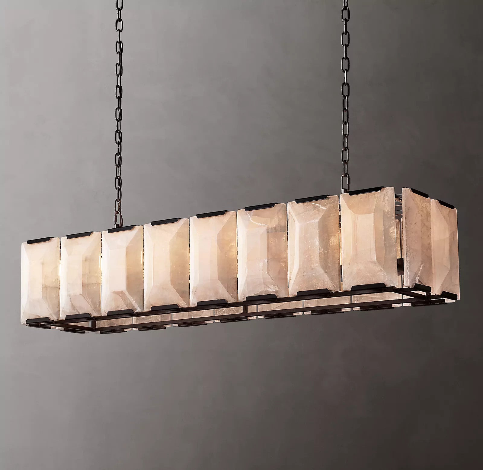 Harlow Faceted Calcite Rectangle Chandelier 54"
