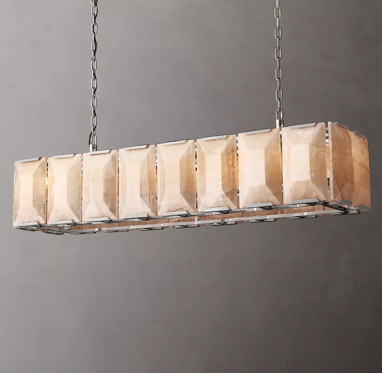 Harlow Faceted Calcite Rectangle Chandelier 54"