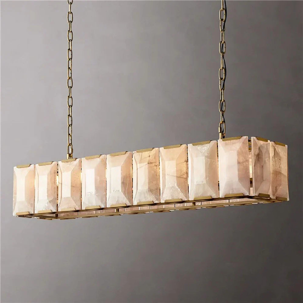 Harlow Faceted Calcite Rectangle Chandelier 54"