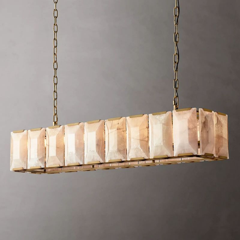 Harlow Faceted Calcite Rectangle Chandelier 62"