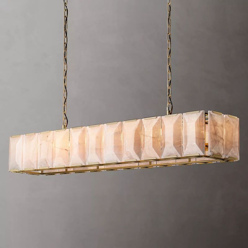 Harlow Faceted Calcite Rectangle Chandelier 74"