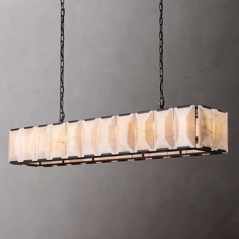 Harlow Faceted Calcite Rectangle Chandelier 74"