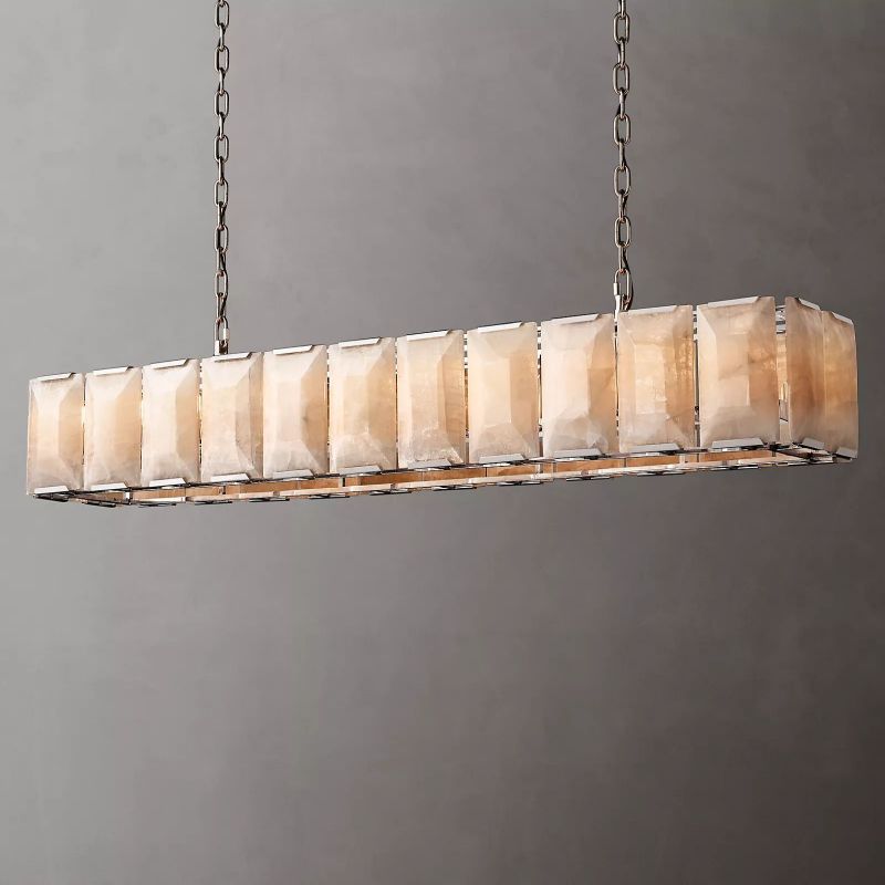 Harlow Faceted Calcite Rectangle Chandelier 74"