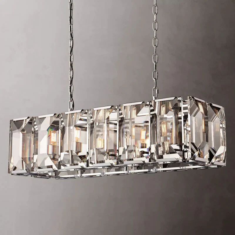 Harlow Faceted Crystal Rectangle Chandelier 42"