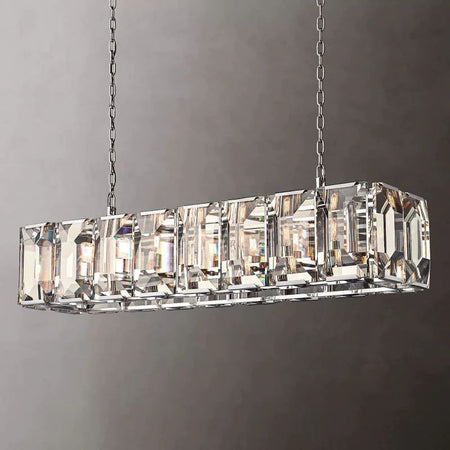 Harlow Faceted Crystal Rectangle Chandelier 54"