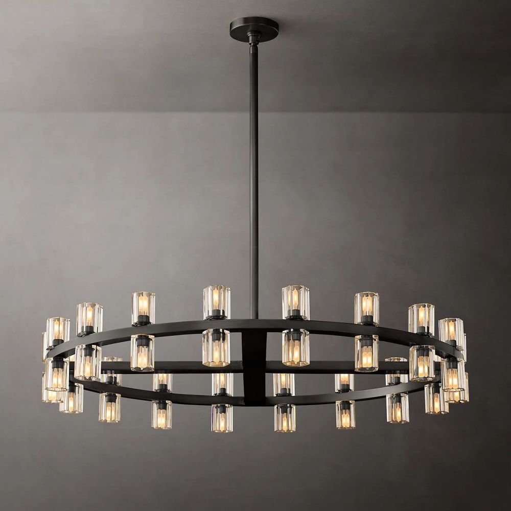 Arcachon Hexagon Crystal Round Chandelier 36"