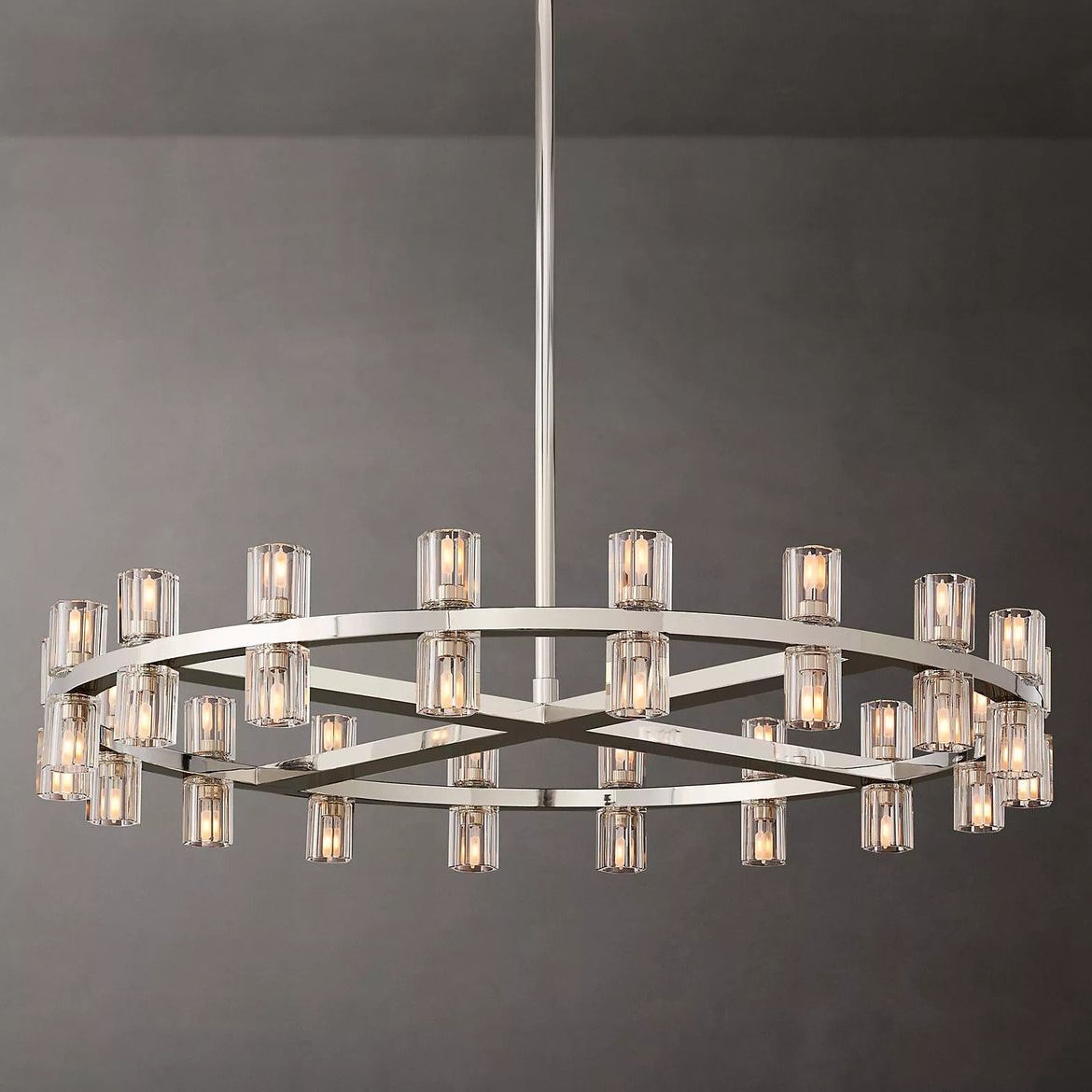 Arcachon Hexagon Crystal Round Chandelier 36"