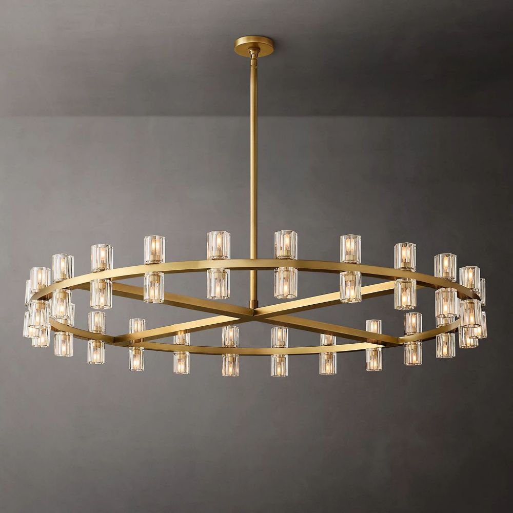 Arcachon Hexagon Crystal Round Chandelier 48"
