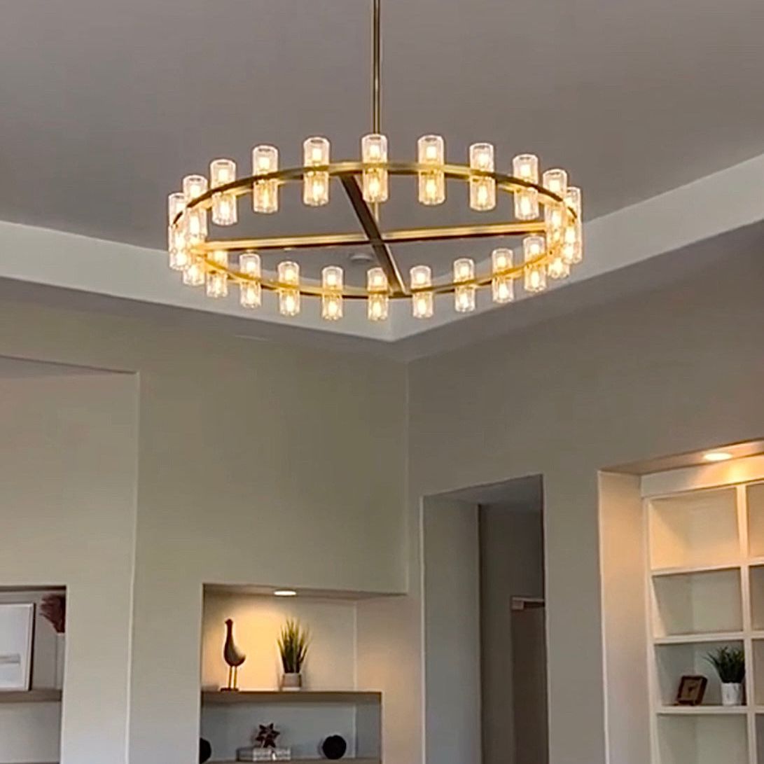 Arcachon Hexagon Crystal Round Chandelier 60"