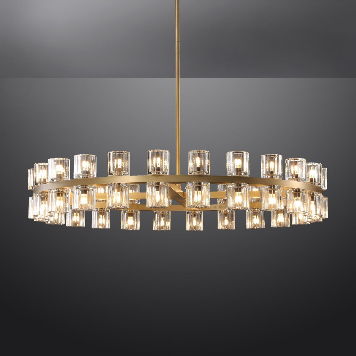 Arcachon Hexagon Crystal Round Chandelier 48"