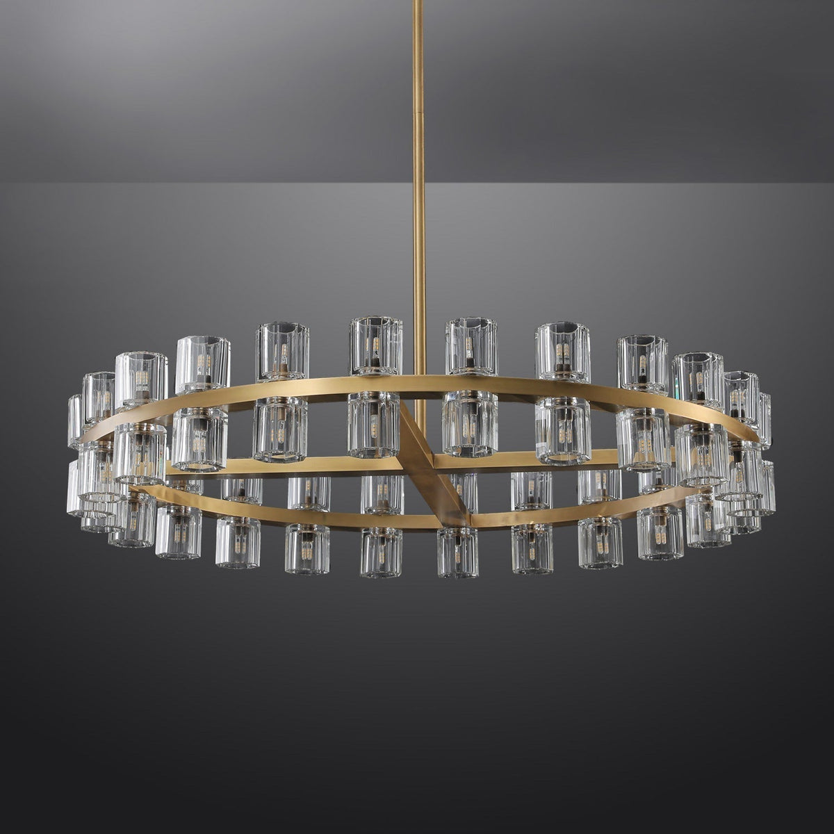 Arcachon Hexagon Crystal Round Chandelier 48"