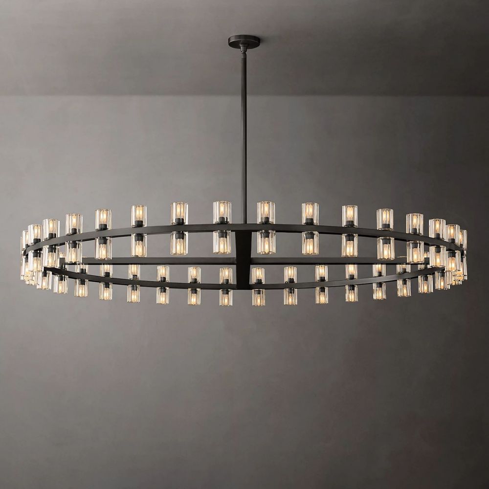 Arcachon Hexagon Crystal Round Chandelier 60"