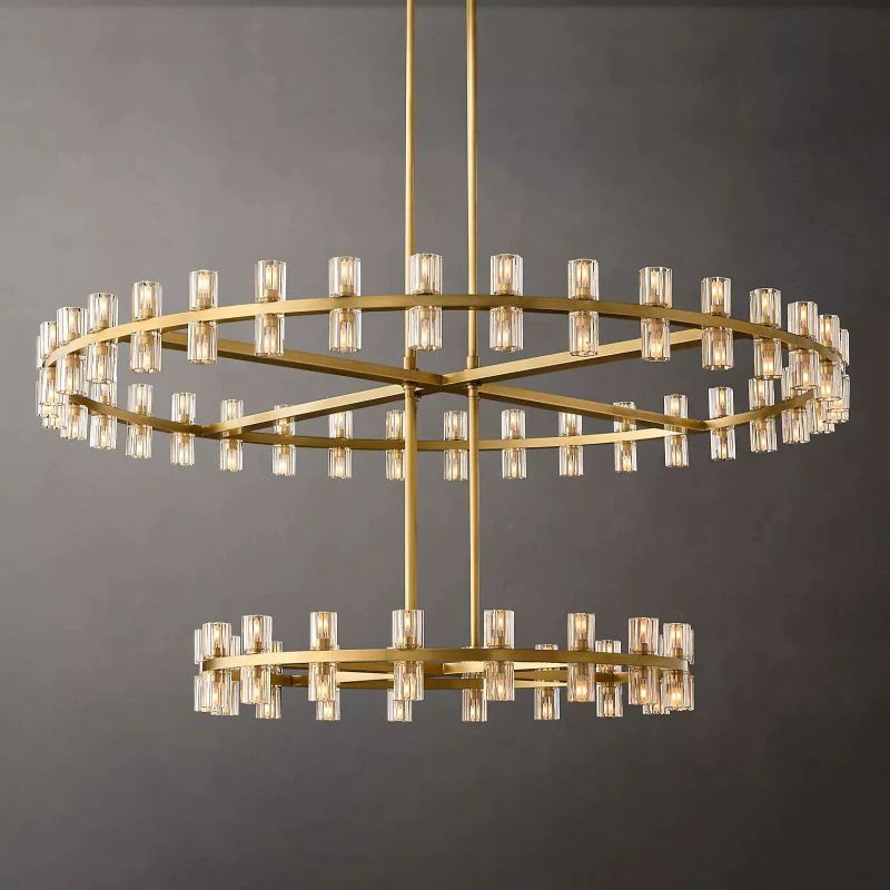 Arcachon Gear Crystal Two-Tier Round Chandelier 60"