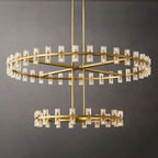 Arcachon Hexagon Crystal Two-Tier Round Chandelier 60"