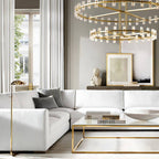 Arcachon Hexagon Crystal Two-Tier Round Chandelier 60"
