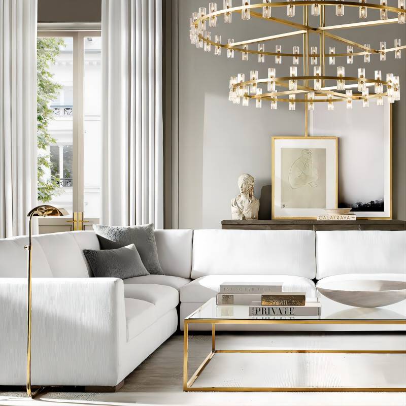 Arcachon Hexagon Crystal Two-Tier Round Chandelier 60"