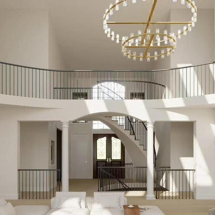Arcachon Hexagon Crystal Two-Tier Round Chandelier 60"