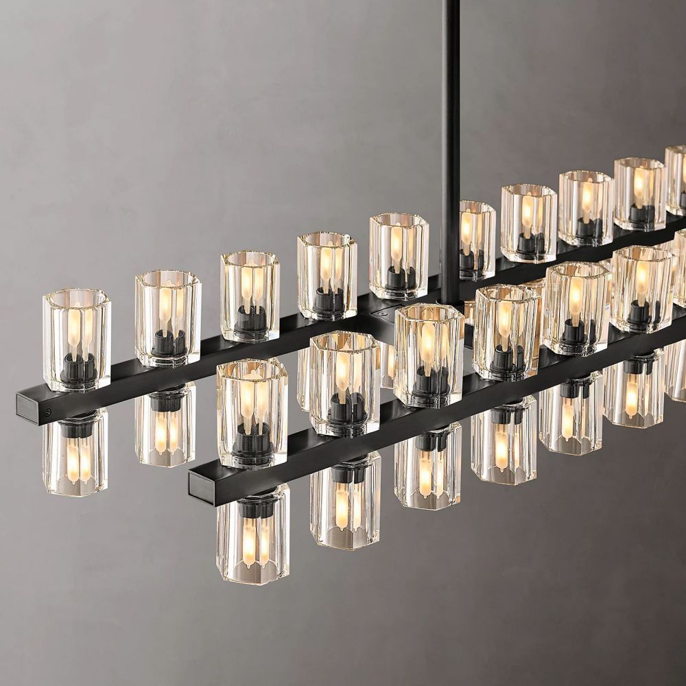 Arcachon Gear Crystal Rectangular Chandelier 72"
