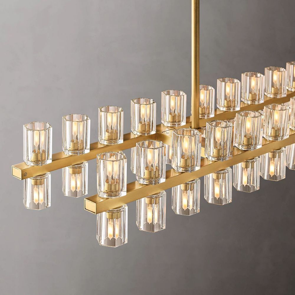 Arcachon Gear Crystal Rectangular Chandelier 54"