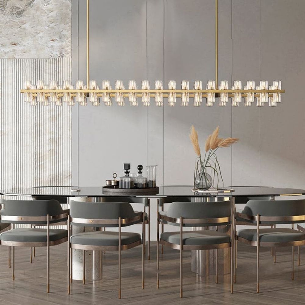 Arcachon Gear Crystal Rectangular Chandelier 54"