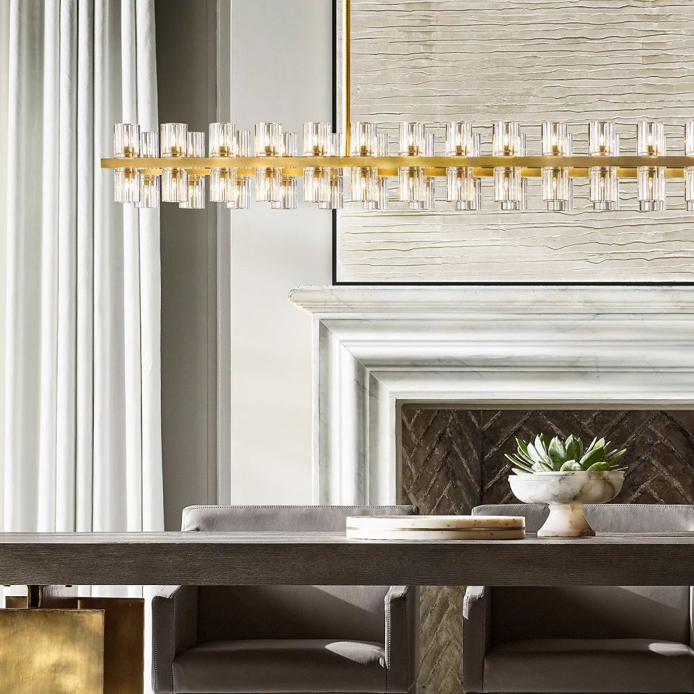 Arcachon Gear Crystal Rectangular Chandelier 72"