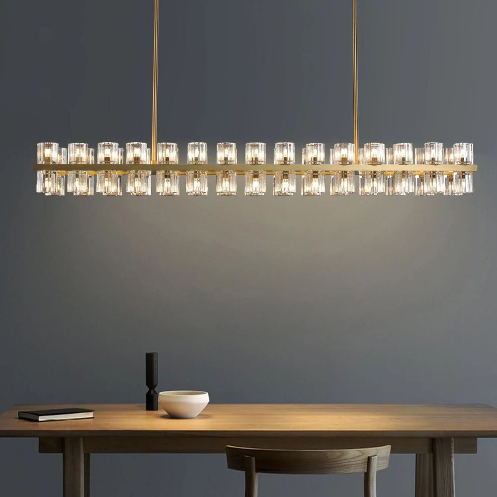 Arcachon Gear Crystal Rectangular Chandelier 72"
