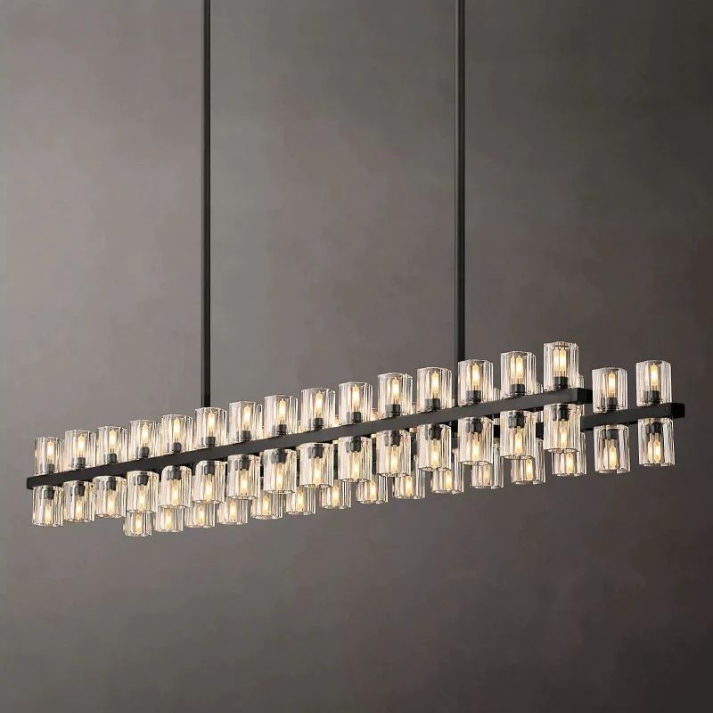 Arcachon Gear Crystal Rectangular Chandelier 54"