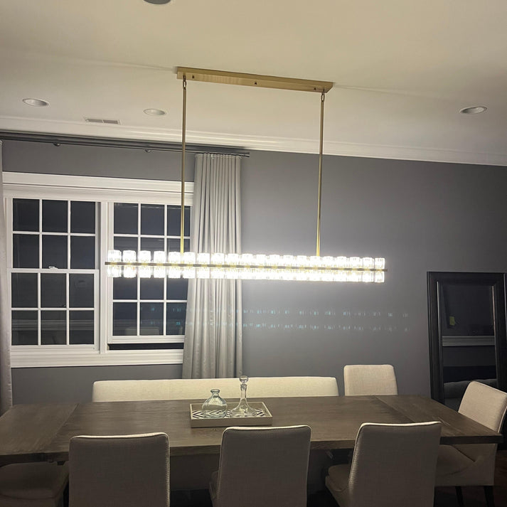 Arcachon Gear Crystal Rectangular Chandelier 54"